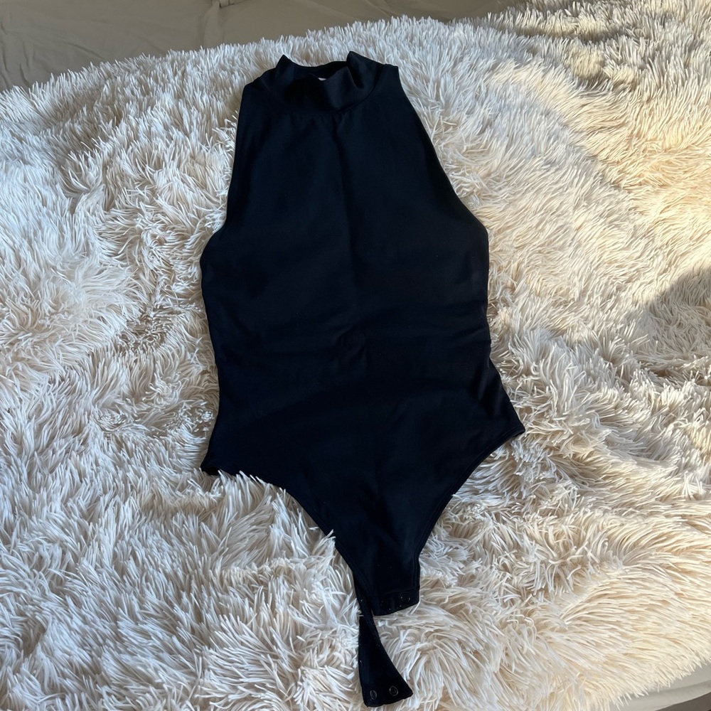 SZ SMALL BLACK ARITIZA BABATON BODYSUIT MOCK NECK